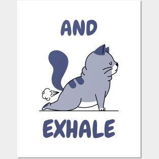 Exhale yoga cat Posters and Art